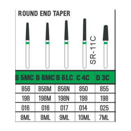 Diamond Burs (Coarse Grit) – Round End Taper